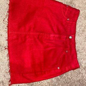 TOPSHOP red denim skirt never worn